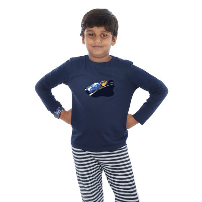 Blue Full Sleeve Boys Pyjama - Hot Wheels